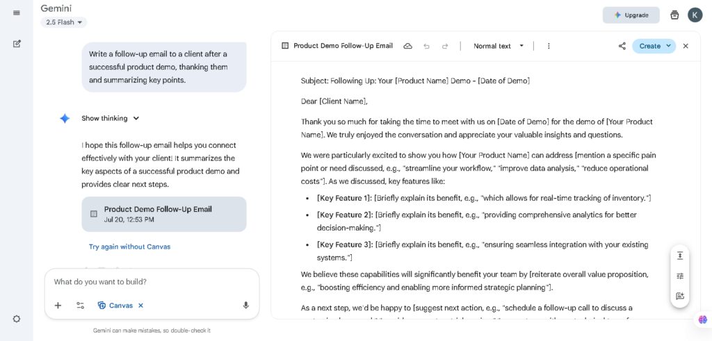 Google Gemini interface as a ChatGPT alternative with live internet access