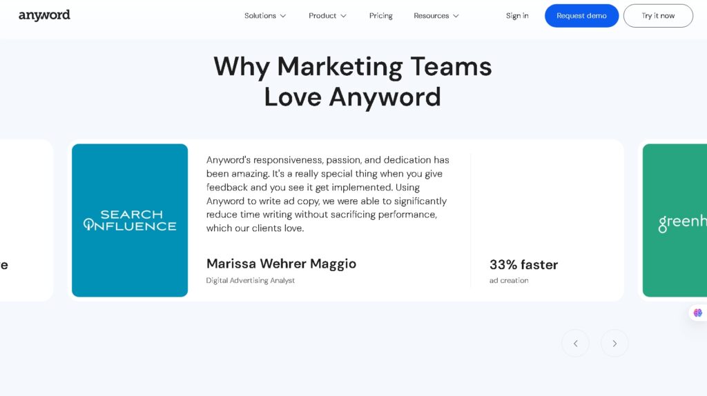 Anyword AI interface – one of the top CopyAI alternatives