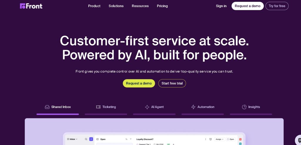 Front AI summarizing team inbox conversation threads