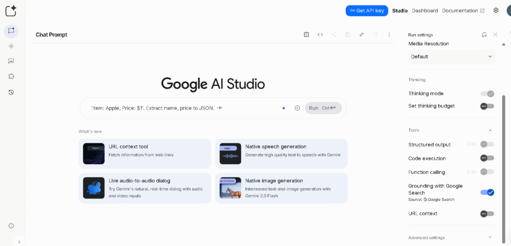 Screenshot of Google AI Studio (Veo 3) homepage showing AI video generation interface