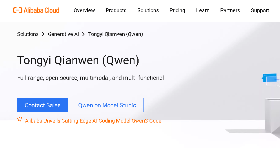 Alibaba Qwen3-Max dashboard with 1 trillion parameter AI, automation tools, and coding solutions for enterprises.
