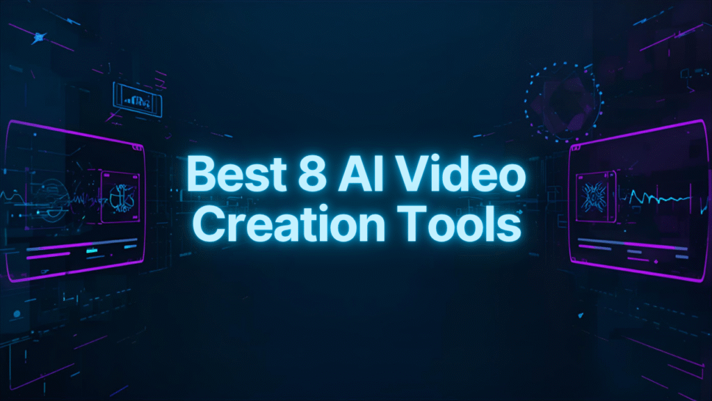 AI-themed feature image showcasing video creation and editing tools for 2025 with futuristic design elements