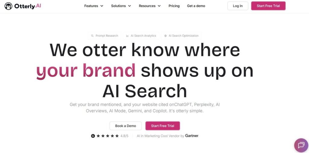 Screenshot: Otterly.AI public homepage/interface.