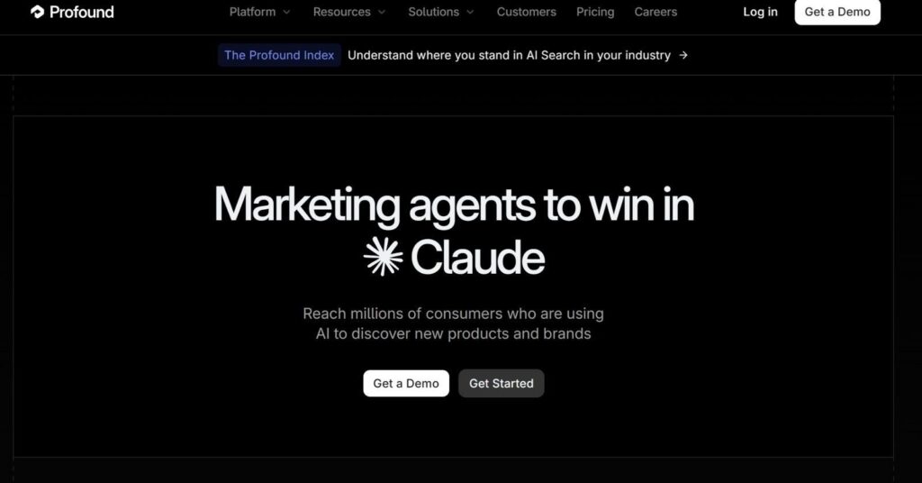 Screenshot: Profound public homepage/interface.