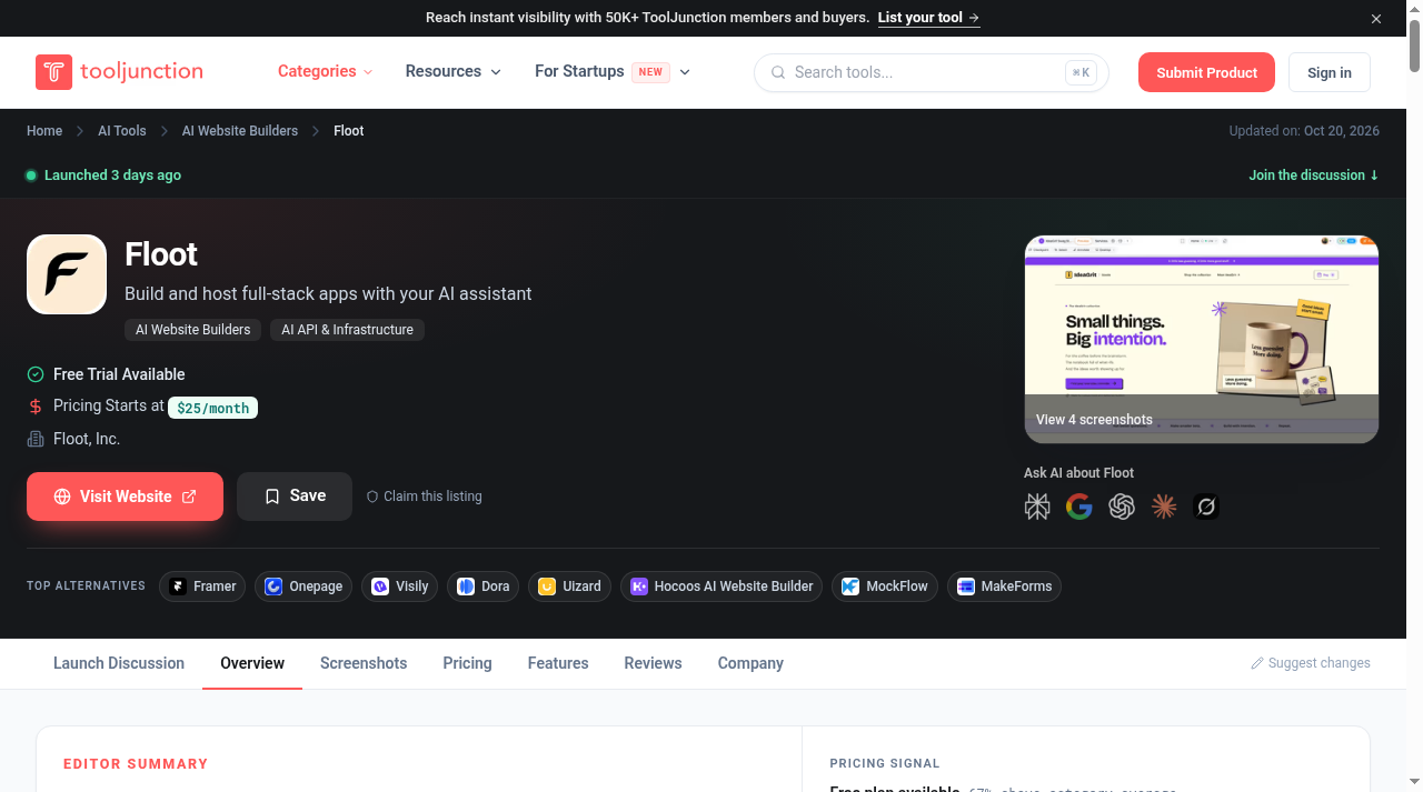 Floot listing page on ToolJunction