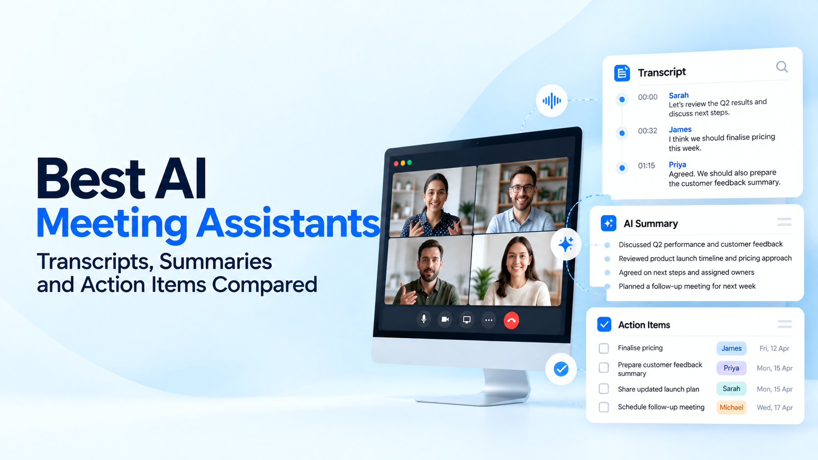 Best AI Meeting Assistants in 2026: Transcripts, Summaries and Action Items Compared