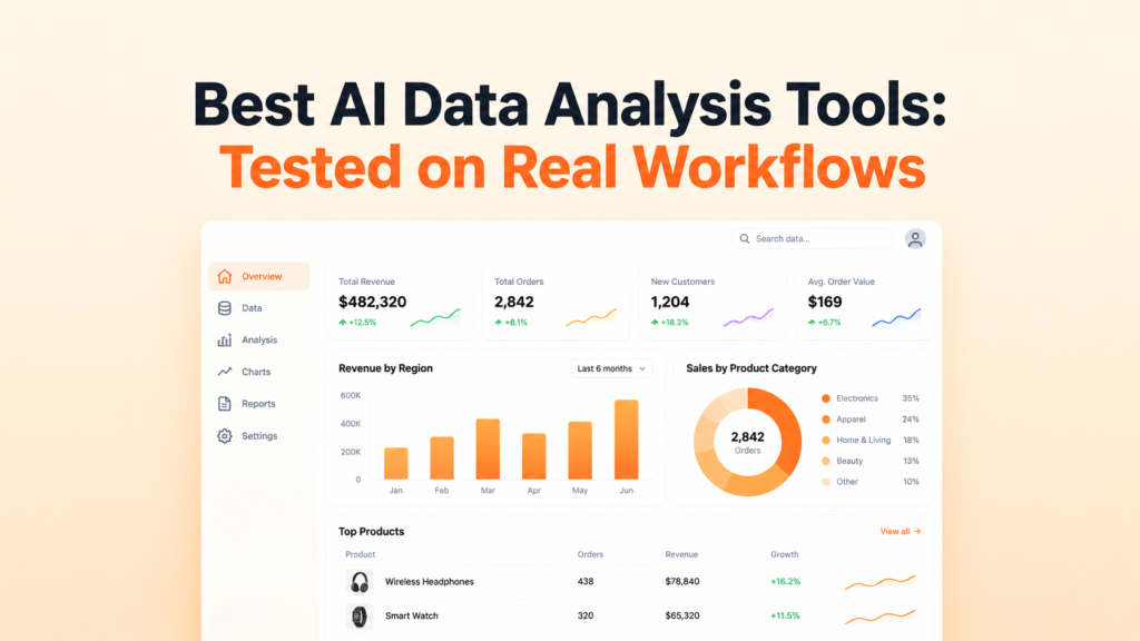 Compare AI data analysis tools for spreadsheets, CSVs, charts, statistical work and reporting. See capabilities, limitations and pricing.