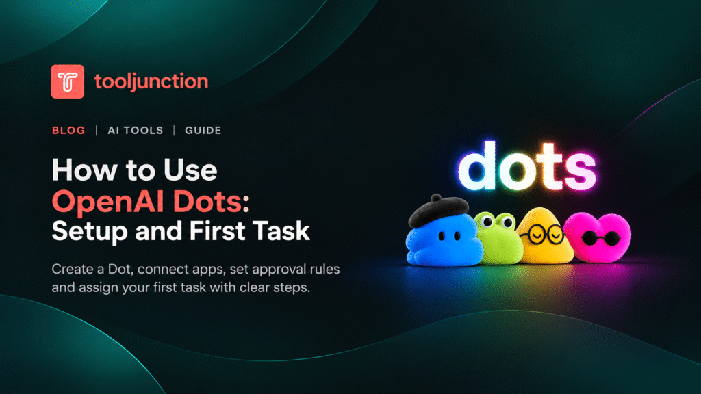 OpenAI Dots setup workflow showing connected apps, task assignment, and approval controls
